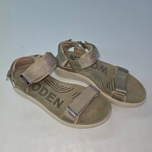 Woden Line Sandals Women 38 US 8 Tan Natural Soft Platform Strappy Adjustable
